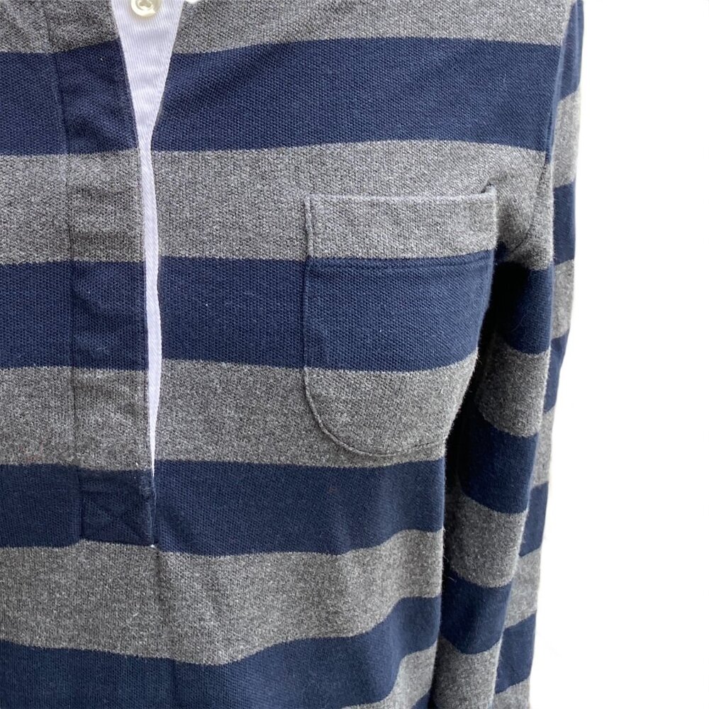Lands End Blue Gray Striped Rugby Shirt Retro Back to School Preppy Academia-S - Picture 3 of 12